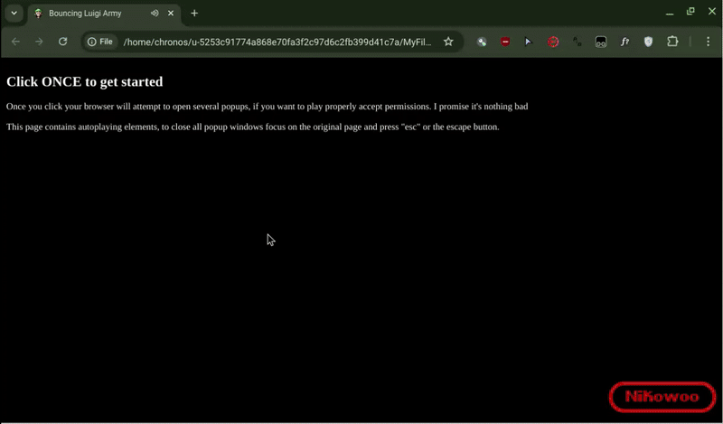 Examle of PopupLuigi running on ChromeOS